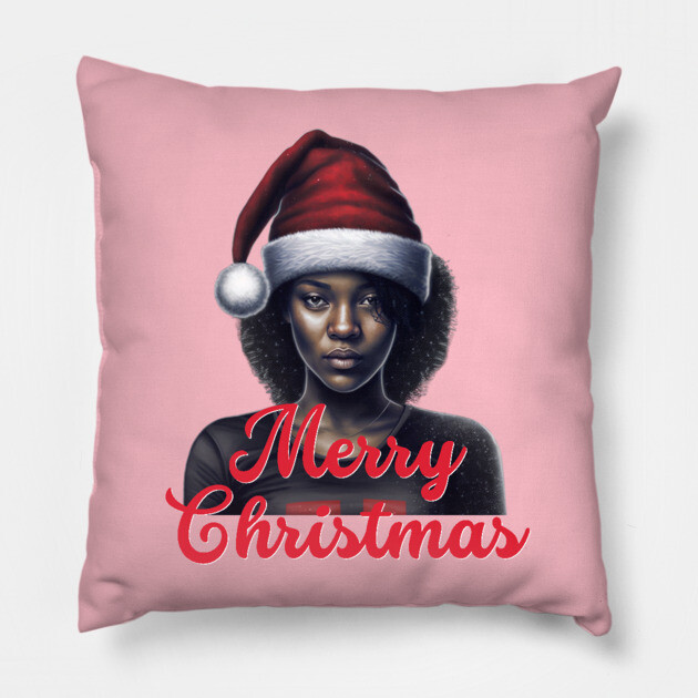 Black Woman Santa, Black Mrs Santa Claus, African American Santa Pillow by UrbanLifeApparel