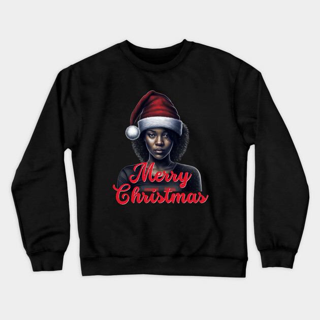 Black Woman Santa, Black Mrs Santa Claus, African American Santa Crewneck Sweatshirt by UrbanLifeApparel