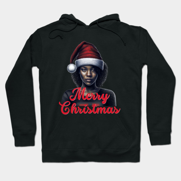 Black Woman Santa, Black Mrs Santa Claus, African American Santa Hoodie by UrbanLifeApparel