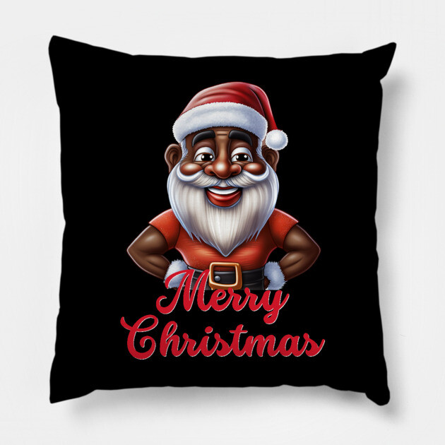 Black Santa, African American Santa Pillow by UrbanLifeApparel