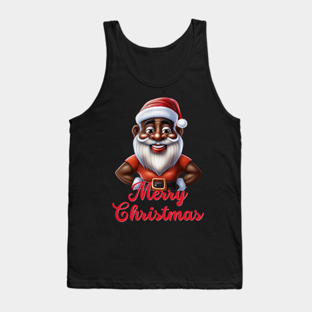 Black Santa, African American Santa Tank Top by UrbanLifeApparel