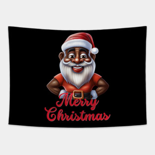 Black Santa, African American Santa Tapestry