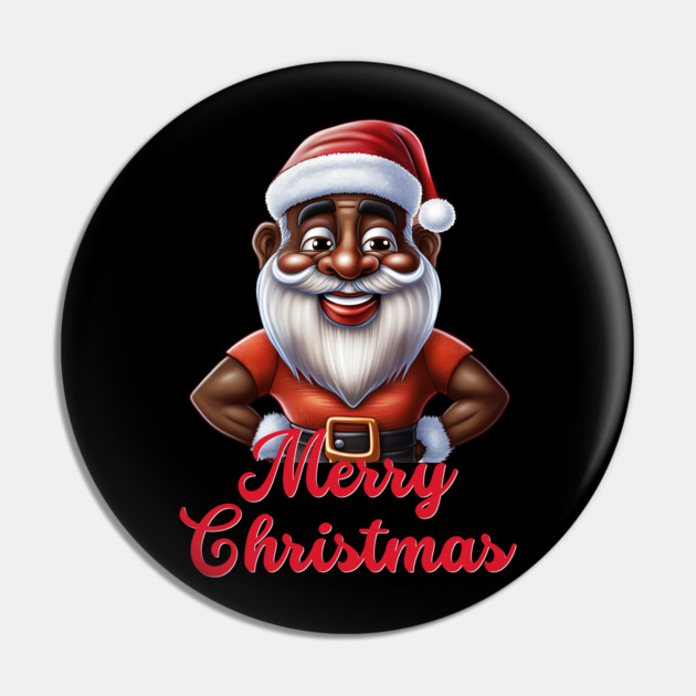 Black Santa, African American Santa Pin by UrbanLifeApparel
