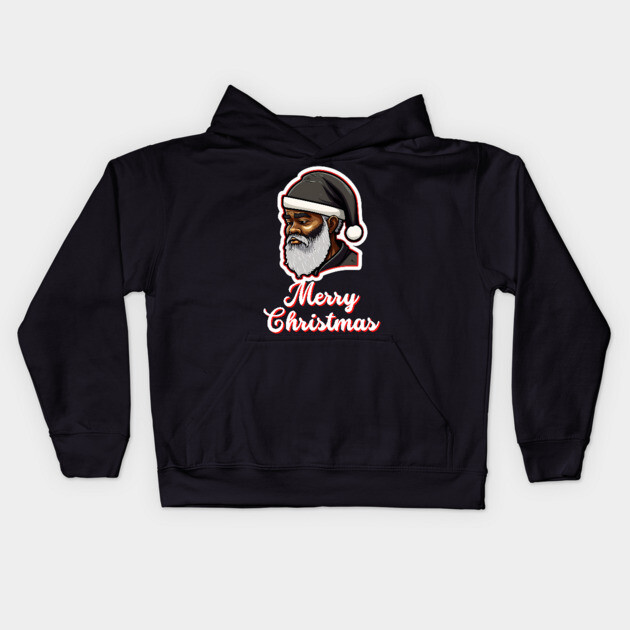 Black Santa, African American Santa Kids Hoodie by UrbanLifeApparel