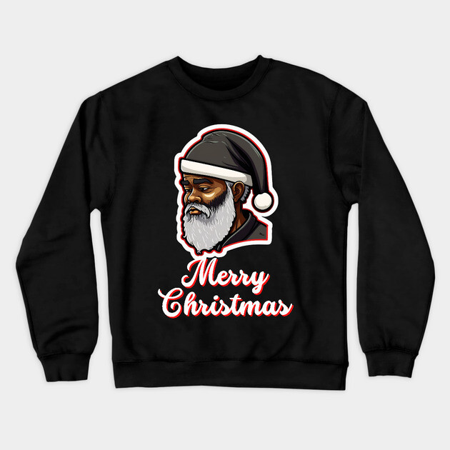 Black Santa, African American Santa Crewneck Sweatshirt by UrbanLifeApparel