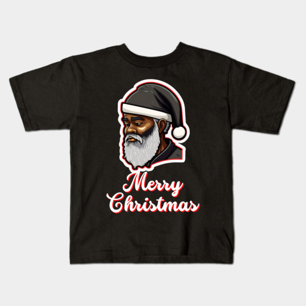 Black Santa, African American Santa Kids T-Shirt by UrbanLifeApparel
