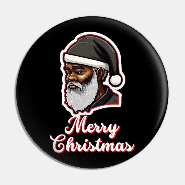 Black Santa, African American Santa Pin by UrbanLifeApparel