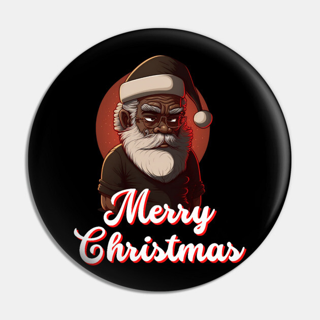 Black Santa, African American Santa Pin by UrbanLifeApparel