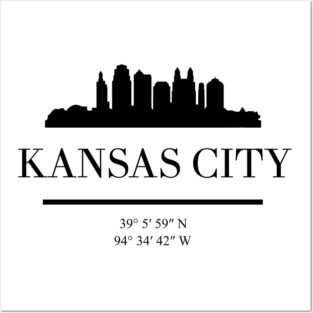KANSAS CITY MISSOURI BLACK SILHOUETTE SKYLINE ART Posters and Art