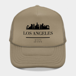 LOS ANGELES CALIFORNIA BLACK SILHOUETTE SKYLINE ART Hat