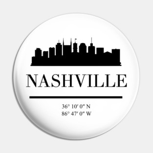 NASHVILLE TENNESSEE BLACK SILHOUETTE SKYLINE ART Pin