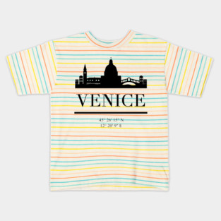 VENICE ITALY BLACK SILHOUETTE SKYLINE ART Kids T-Shirt