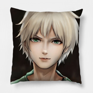 White Hair Anime Boy Pillow