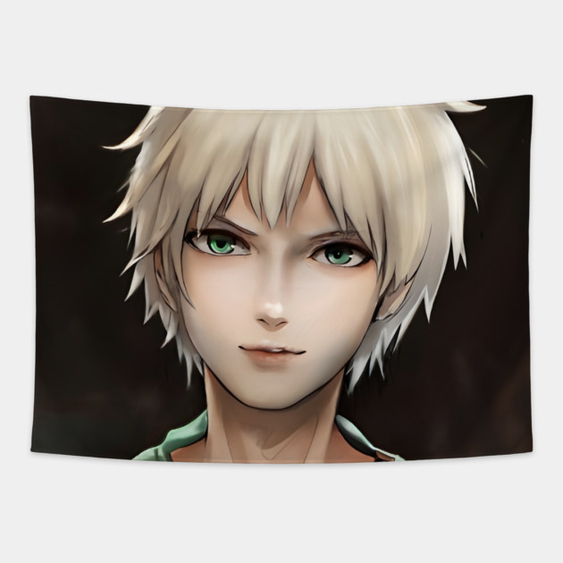 White Hair Anime Boy Tapestry by animegirlnft