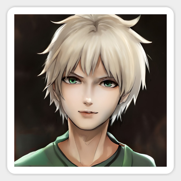White Hair Anime Boy Sticker by animegirlnft