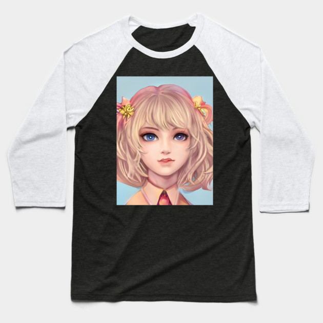Blonde Hair Anime Girl Baseball T-Shirt by animegirlnft