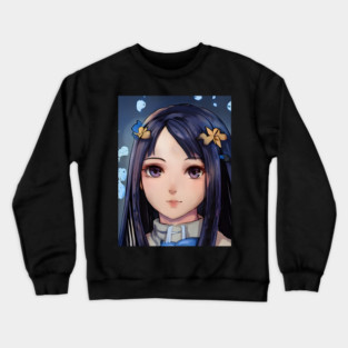 Black Hair Anime Girl Crewneck Sweatshirt