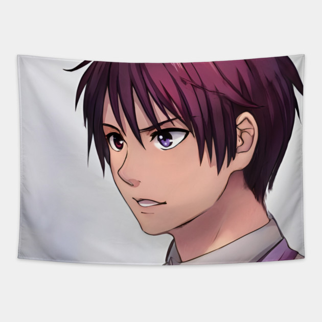 Red Hair Anime Boy Tapestry by animegirlnft