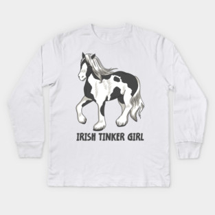 Horse Riding Horse Lover Horse Girl Irish Tinker Girl Kids Long Sleeve T-Shirt