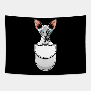 Funny Sphynx Pocket Cat Tapestry