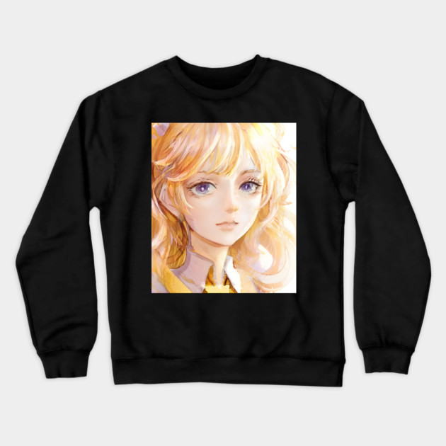 Blonde Hair Anime Girl Crewneck Sweatshirt by animegirlnft