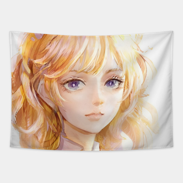 Blonde Hair Anime Girl Tapestry by animegirlnft