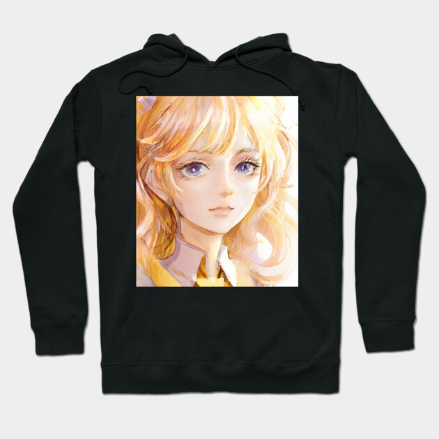 Blonde Hair Anime Girl Hoodie by animegirlnft