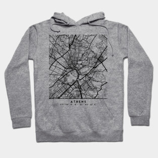 ATHENS GREECE BLACK CITY STREET MAP ART Hoodie