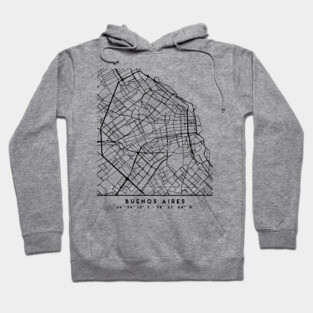 BUENOS AIRES ARGENTINA BLACK CITY STREET MAP ART Hoodie
