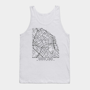 BUENOS AIRES ARGENTINA BLACK CITY STREET MAP ART Tank Top