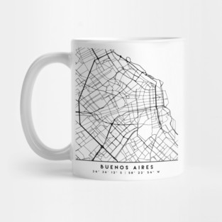 BUENOS AIRES ARGENTINA BLACK CITY STREET MAP ART Mug