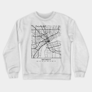 DETROIT MICHIGAN BLACK CITY STREET MAP ART Crewneck Sweatshirt