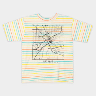 DETROIT MICHIGAN BLACK CITY STREET MAP ART Kids T-Shirt