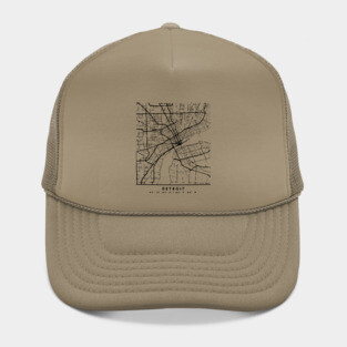 DETROIT MICHIGAN BLACK CITY STREET MAP ART Hat