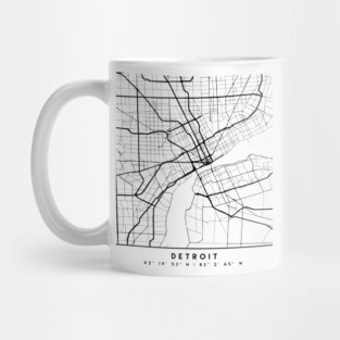 DETROIT MICHIGAN BLACK CITY STREET MAP ART Mug