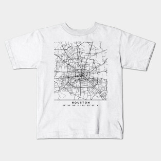HOUSTON TEXAS BLACK CITY STREET MAP ART Kids T-Shirt
