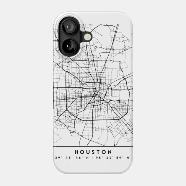 HOUSTON TEXAS BLACK CITY STREET MAP ART Phone Case by deificusArt