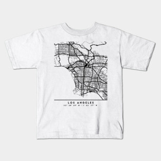 LOS ANGELES CALIFORNIA BLACK CITY STREET MAP ART Kids T-Shirt