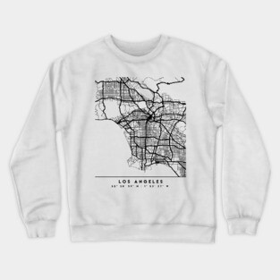 LOS ANGELES CALIFORNIA BLACK CITY STREET MAP ART Crewneck Sweatshirt