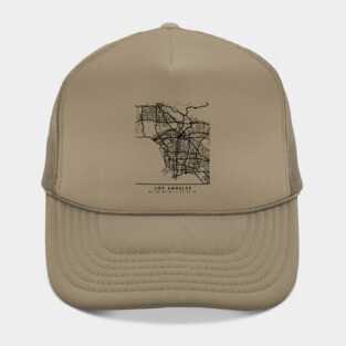 LOS ANGELES CALIFORNIA BLACK CITY STREET MAP ART Hat