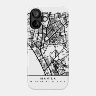 MANILA PHILIPPINES BLACK CITY STREET MAP ART Phone Case
