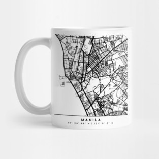 MANILA PHILIPPINES BLACK CITY STREET MAP ART Mug