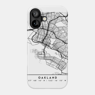 OAKLAND CALIFORNIA BLACK CITY STREET MAP ART Phone Case