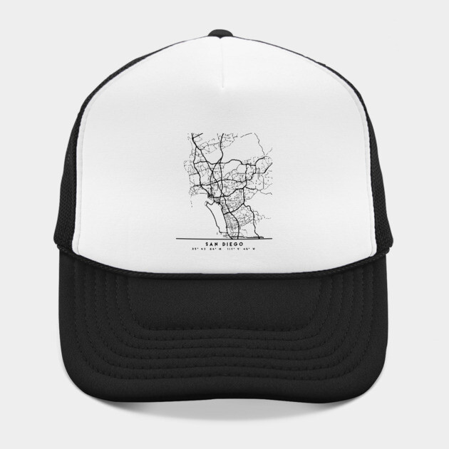 SAN DIEGO CALIFORNIA BLACK CITY STREET MAP ART by deificusArt