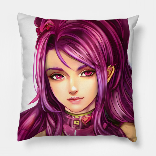 Pink Hair Anime Girl Pillow by animegirlnft