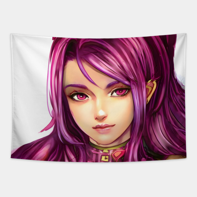 Pink Hair Anime Girl Tapestry by animegirlnft