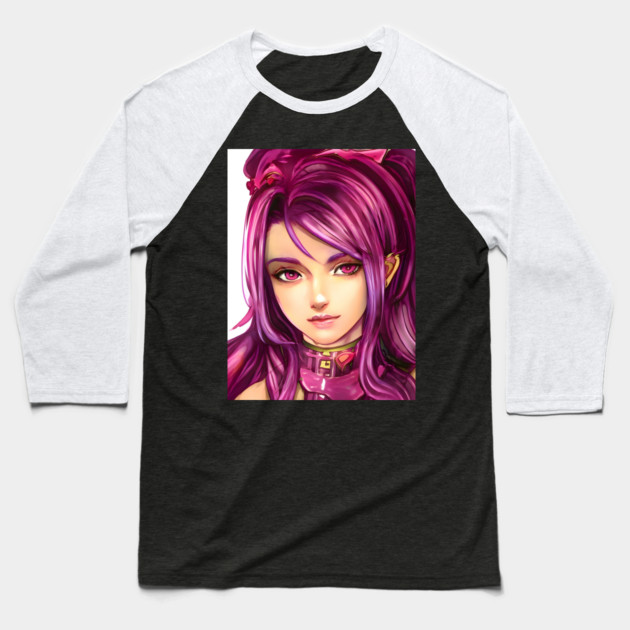 Pink Hair Anime Girl Baseball T-Shirt by animegirlnft