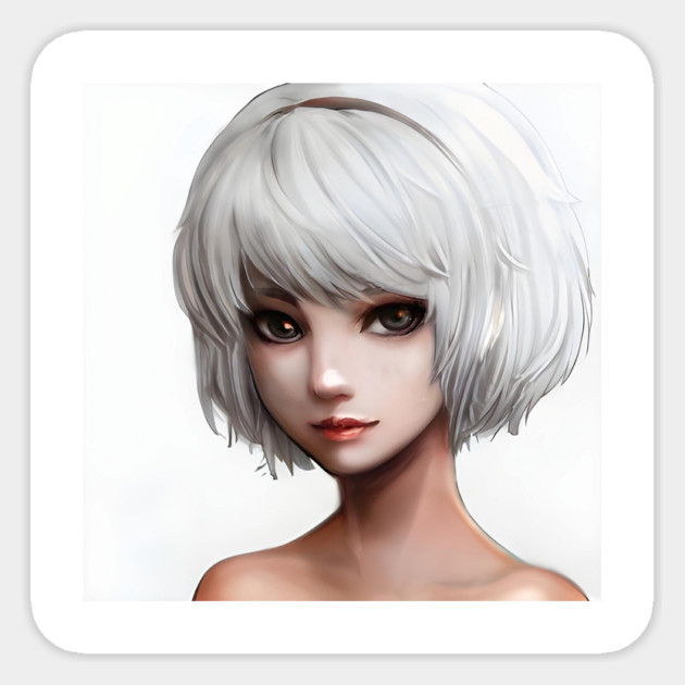 White Hair Anime Girl Sticker by animegirlnft