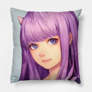 Purple Hair Anime Girl Pillow