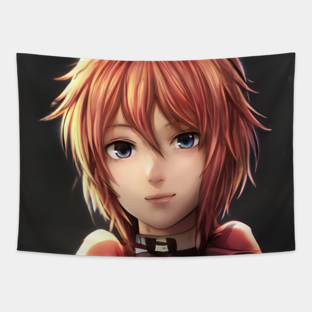 Red Hair Anime Girl Tapestry by animegirlnft